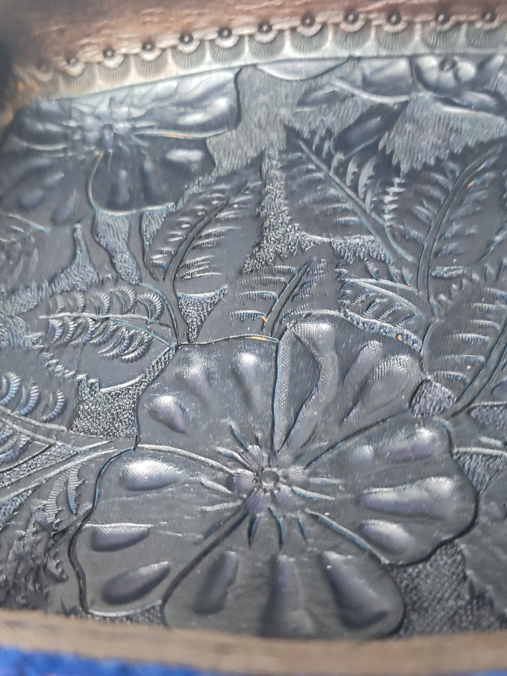 Hand tooled Blue Valet Tray