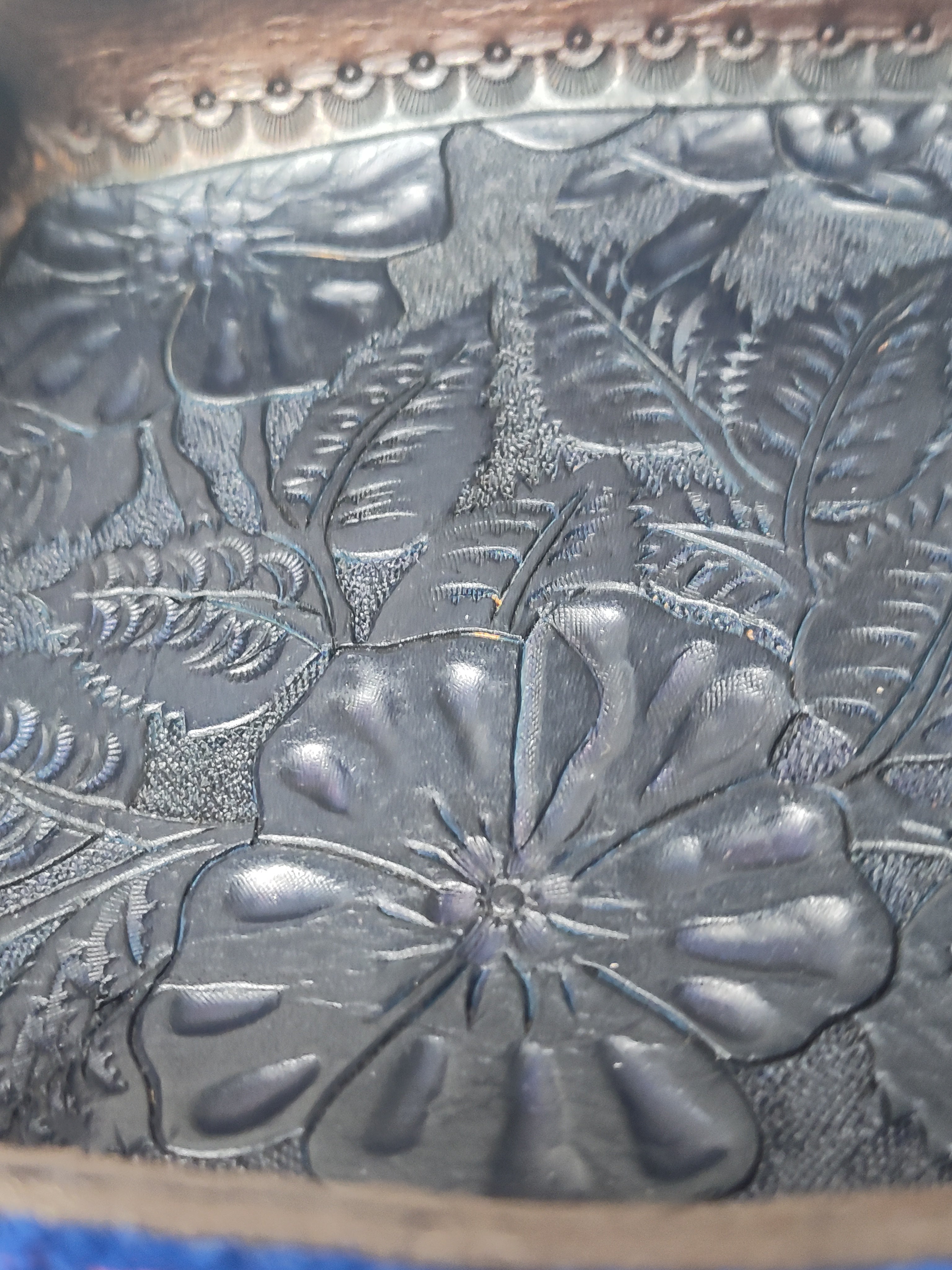 Hand tooled Blue Valet Tray