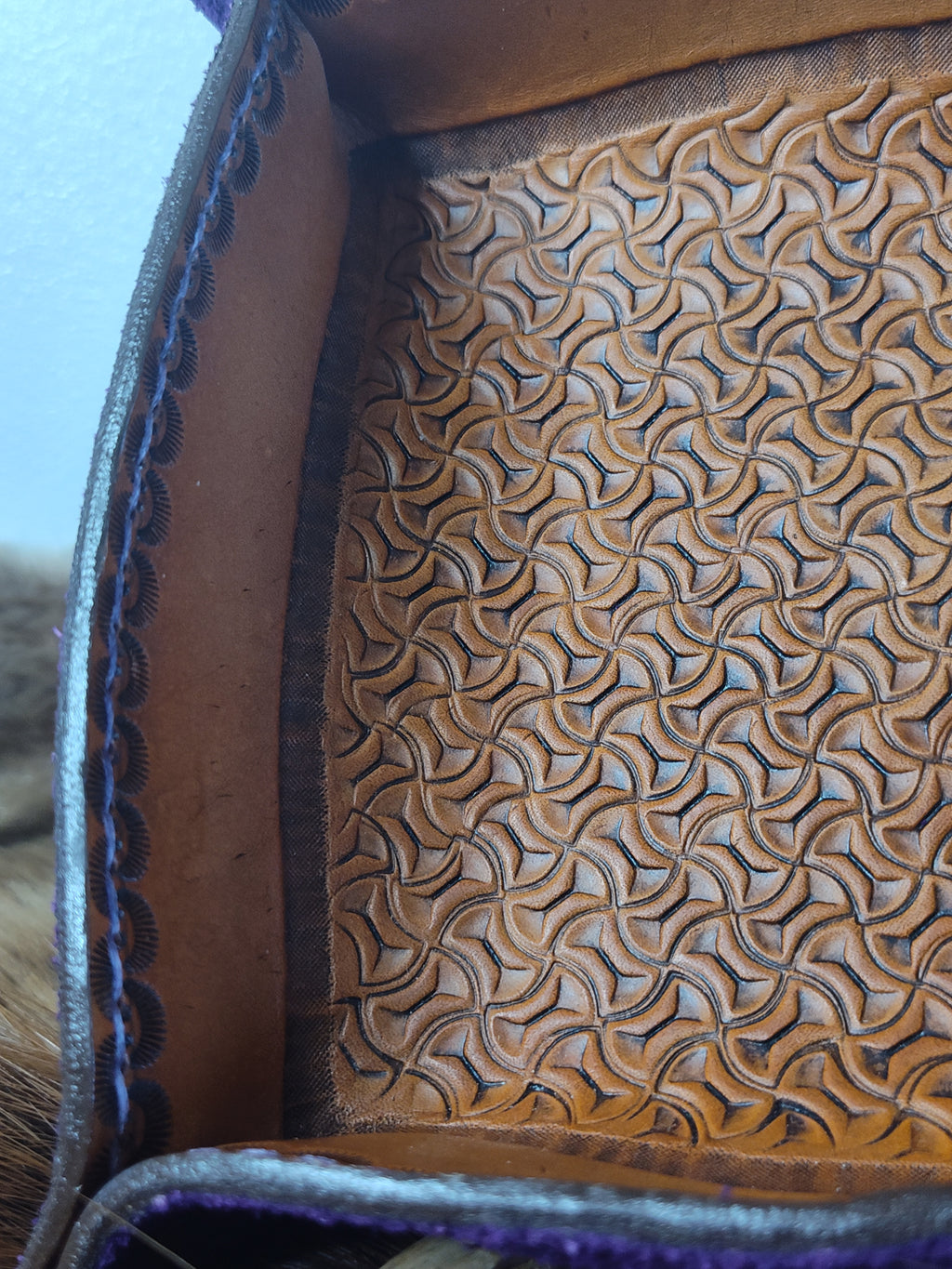Purple Hand tooled Valet Tray