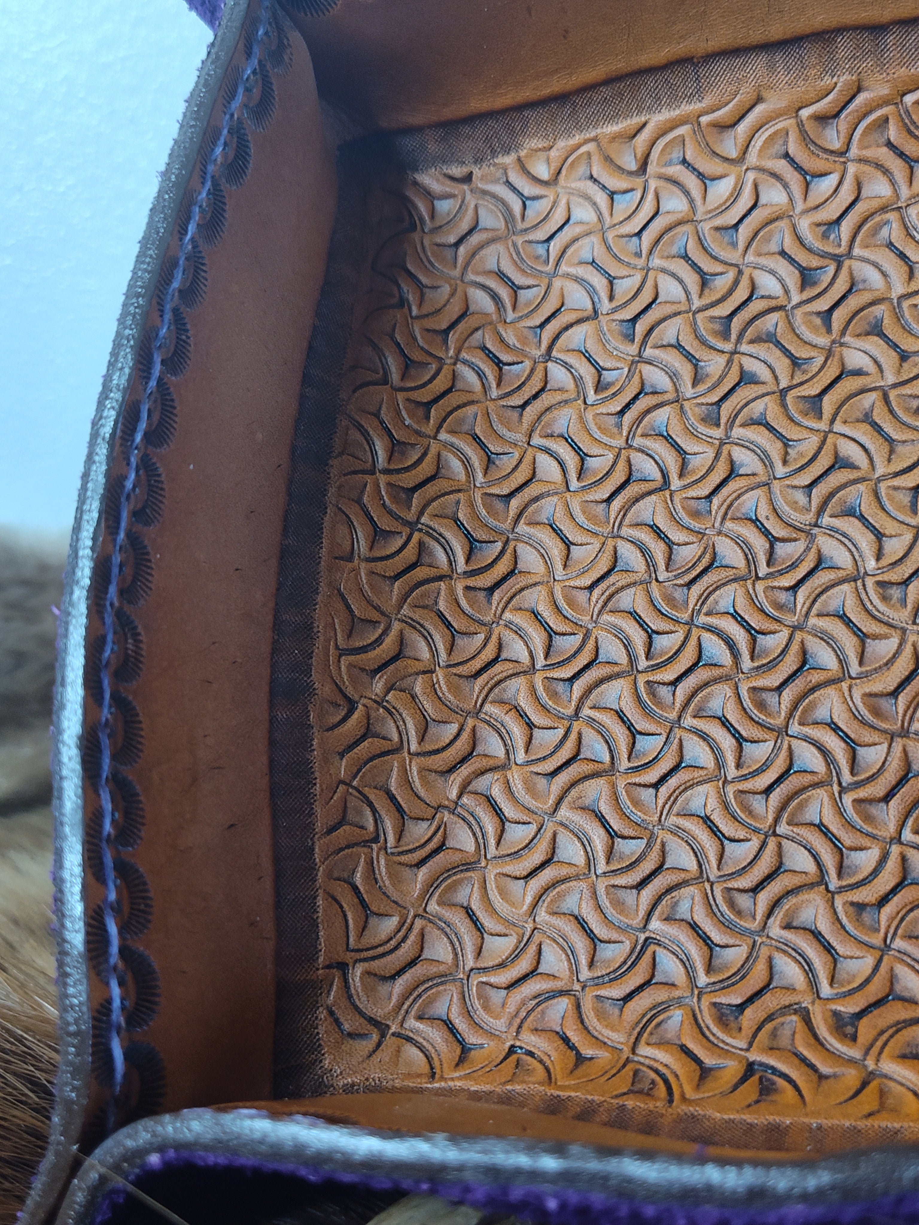 Purple Hand tooled Valet Tray
