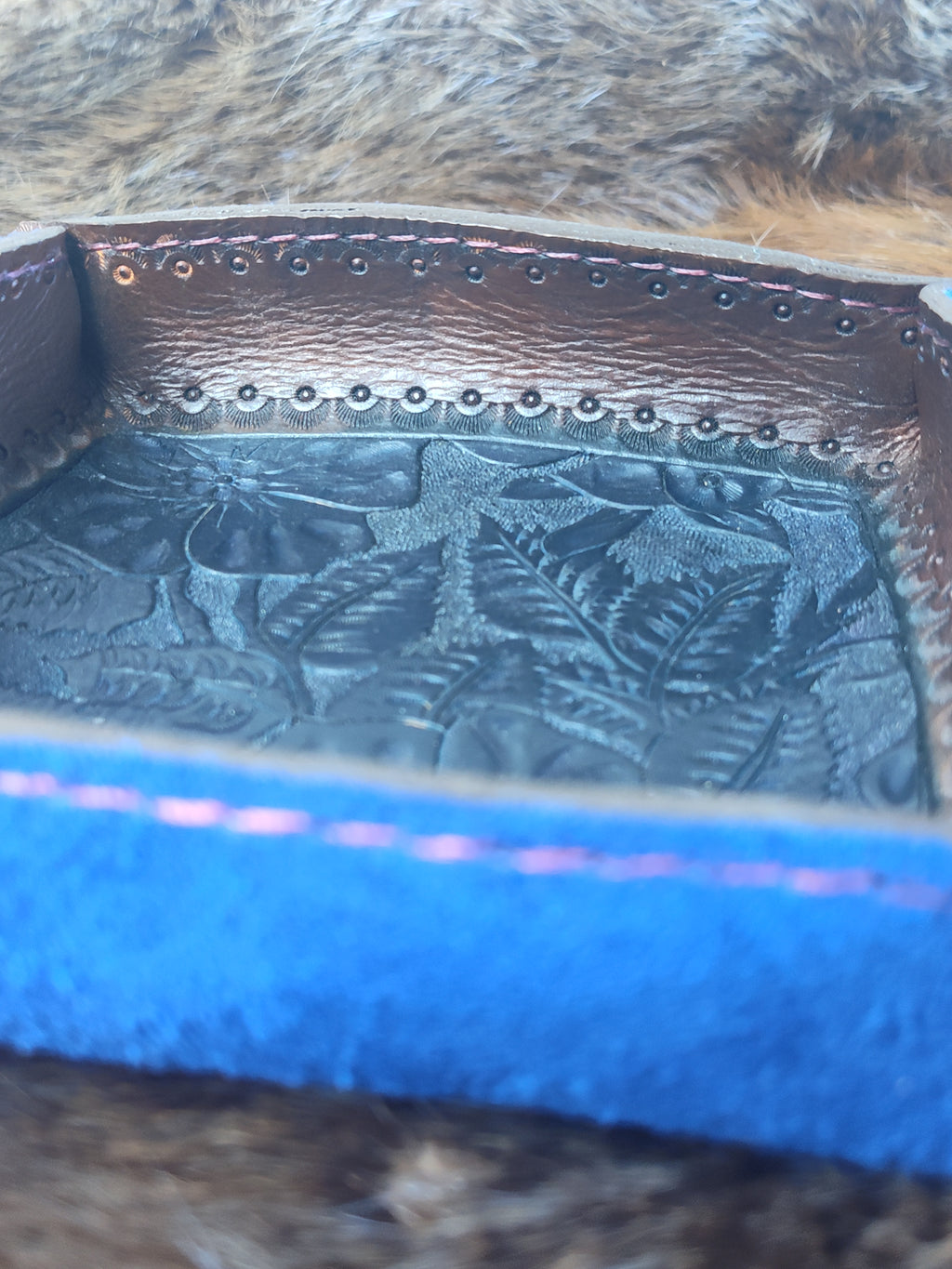 Hand tooled Blue Valet Tray