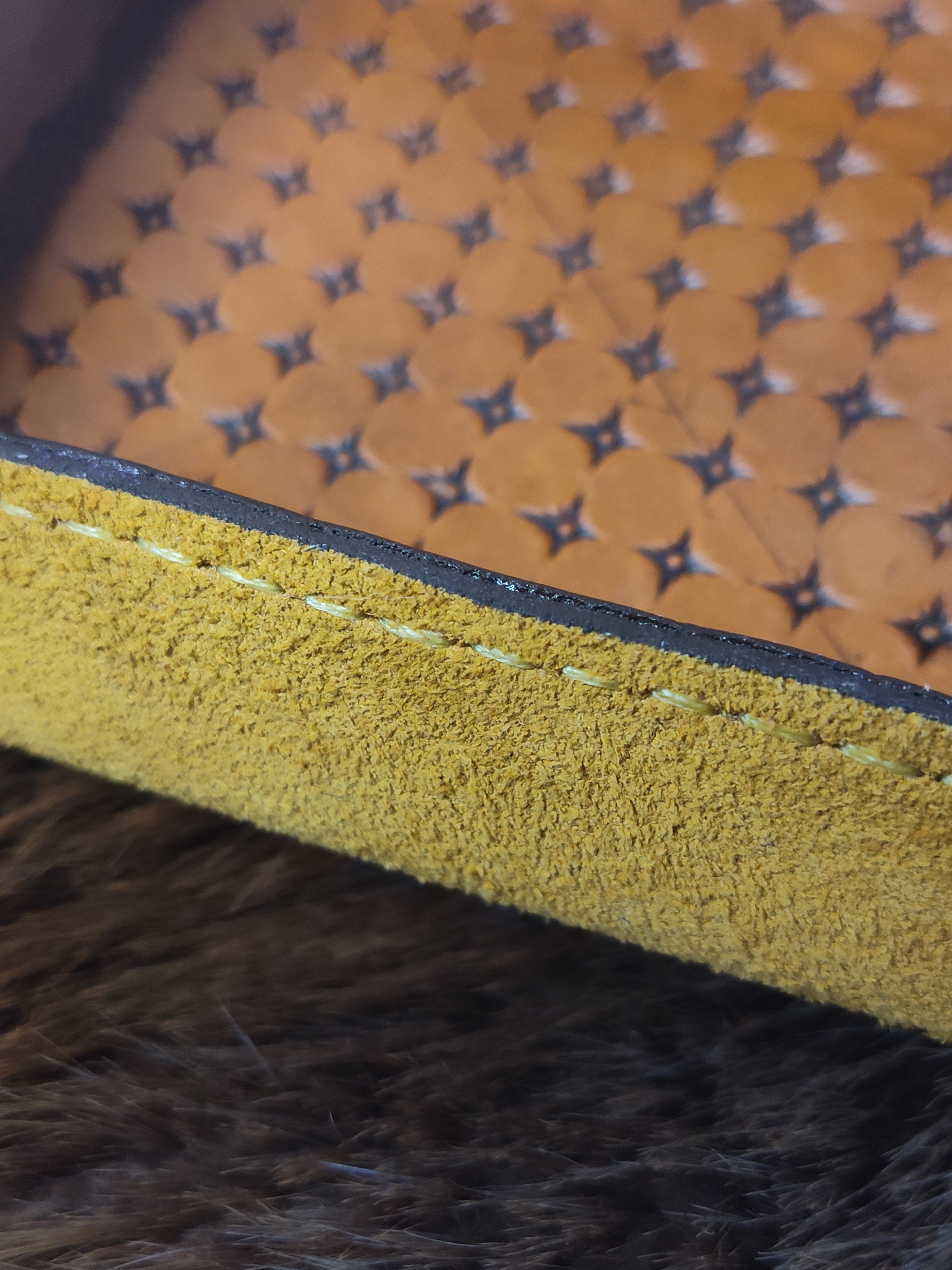 Yellow hand tooled Valet Tray