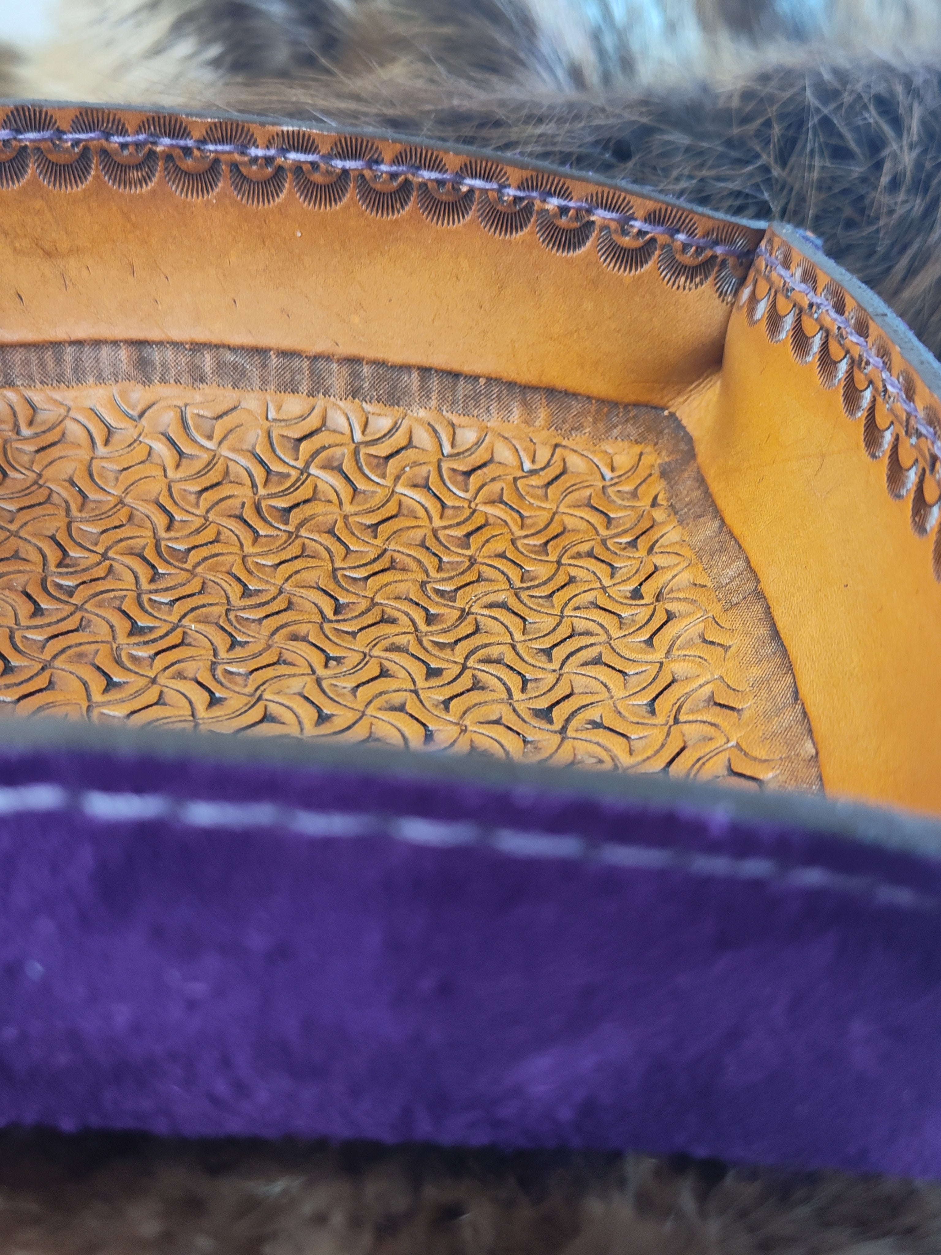 Purple Hand tooled Valet Tray