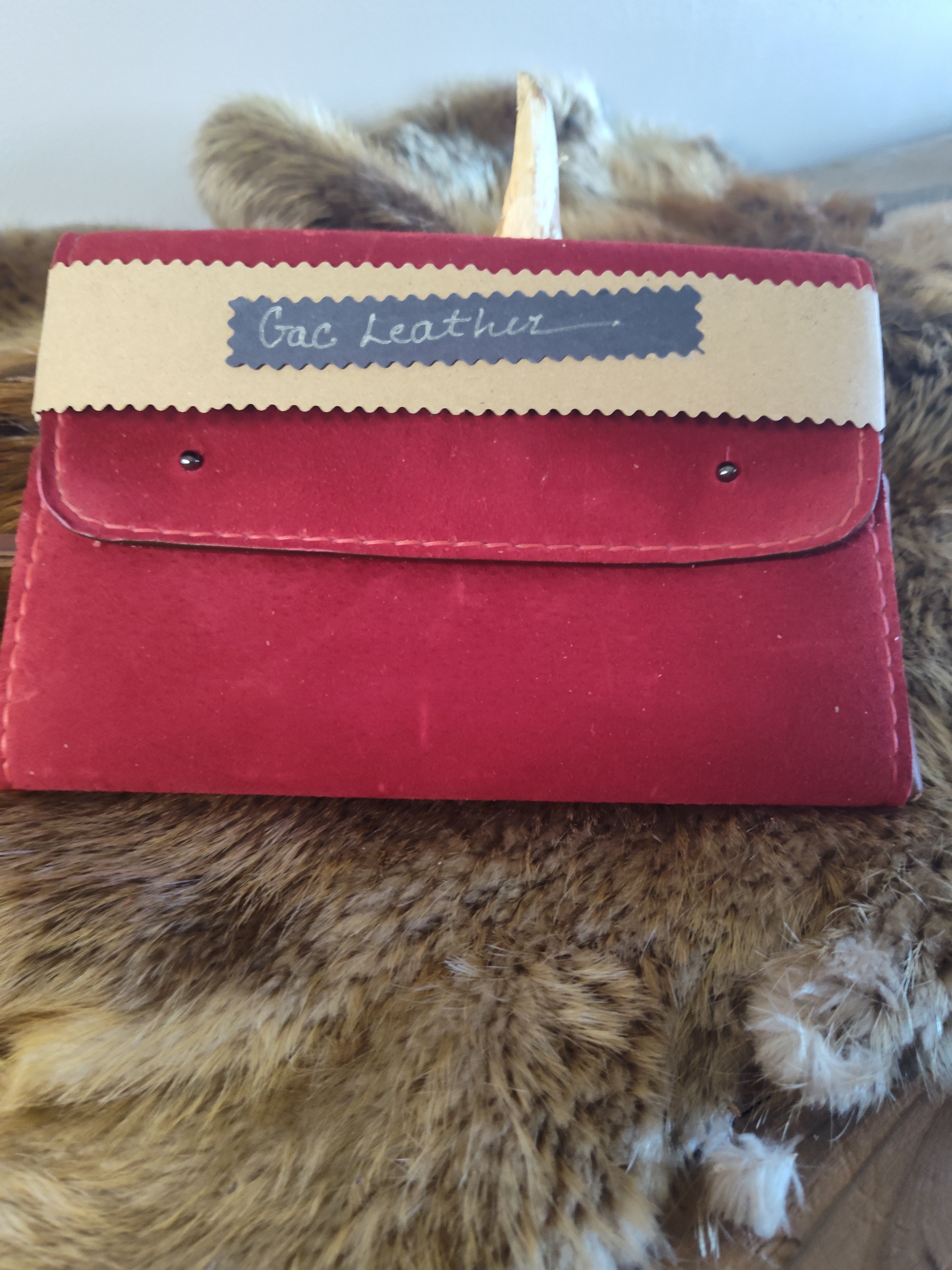 Red Suede Leather Clutch