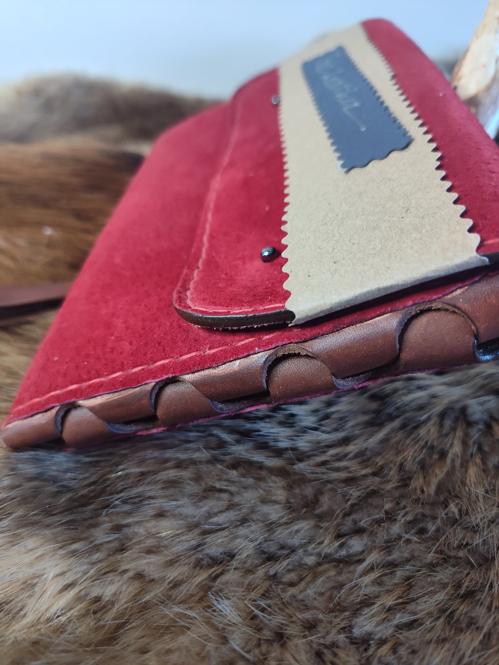 Red Suede Leather Clutch