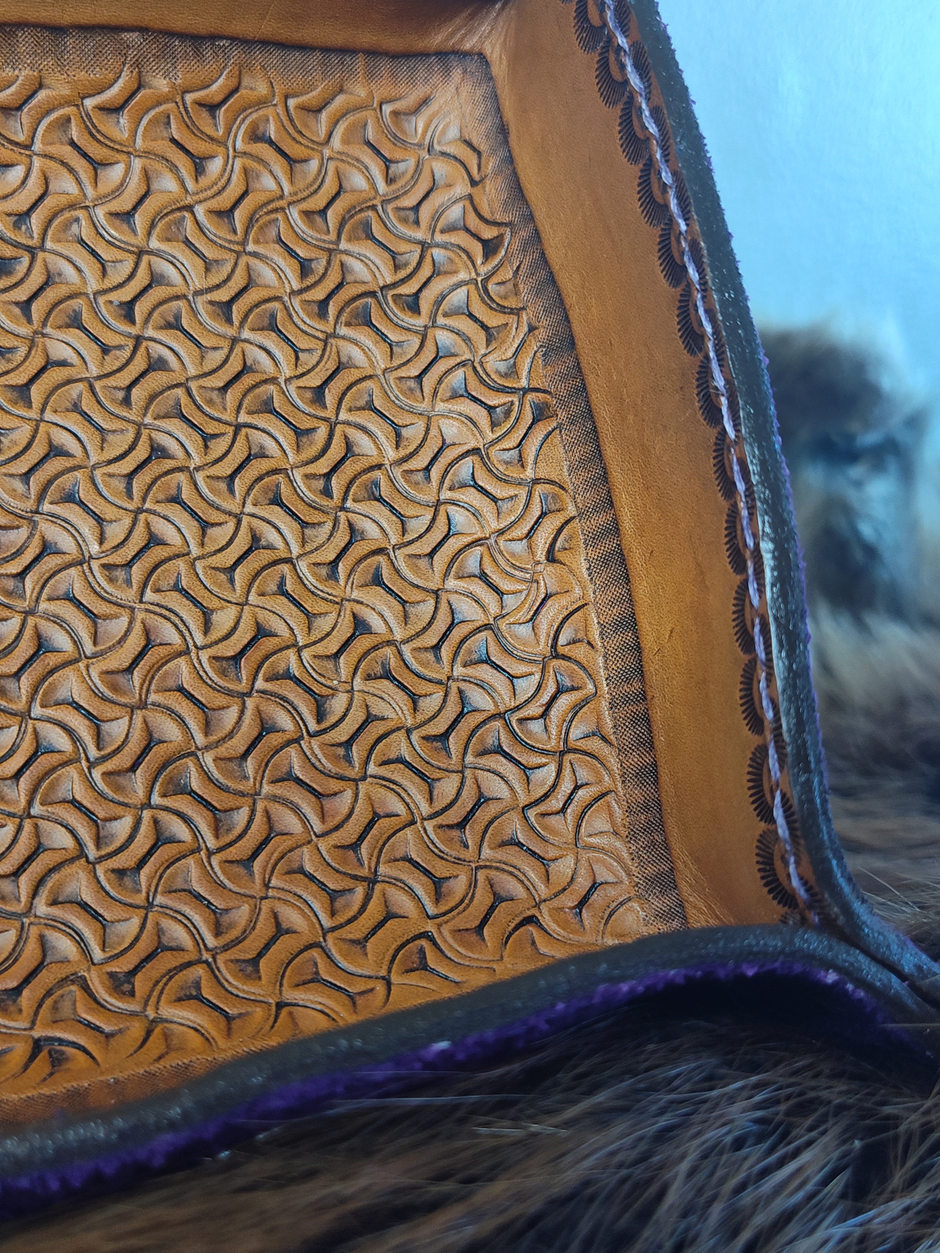 Purple Hand tooled Valet Tray