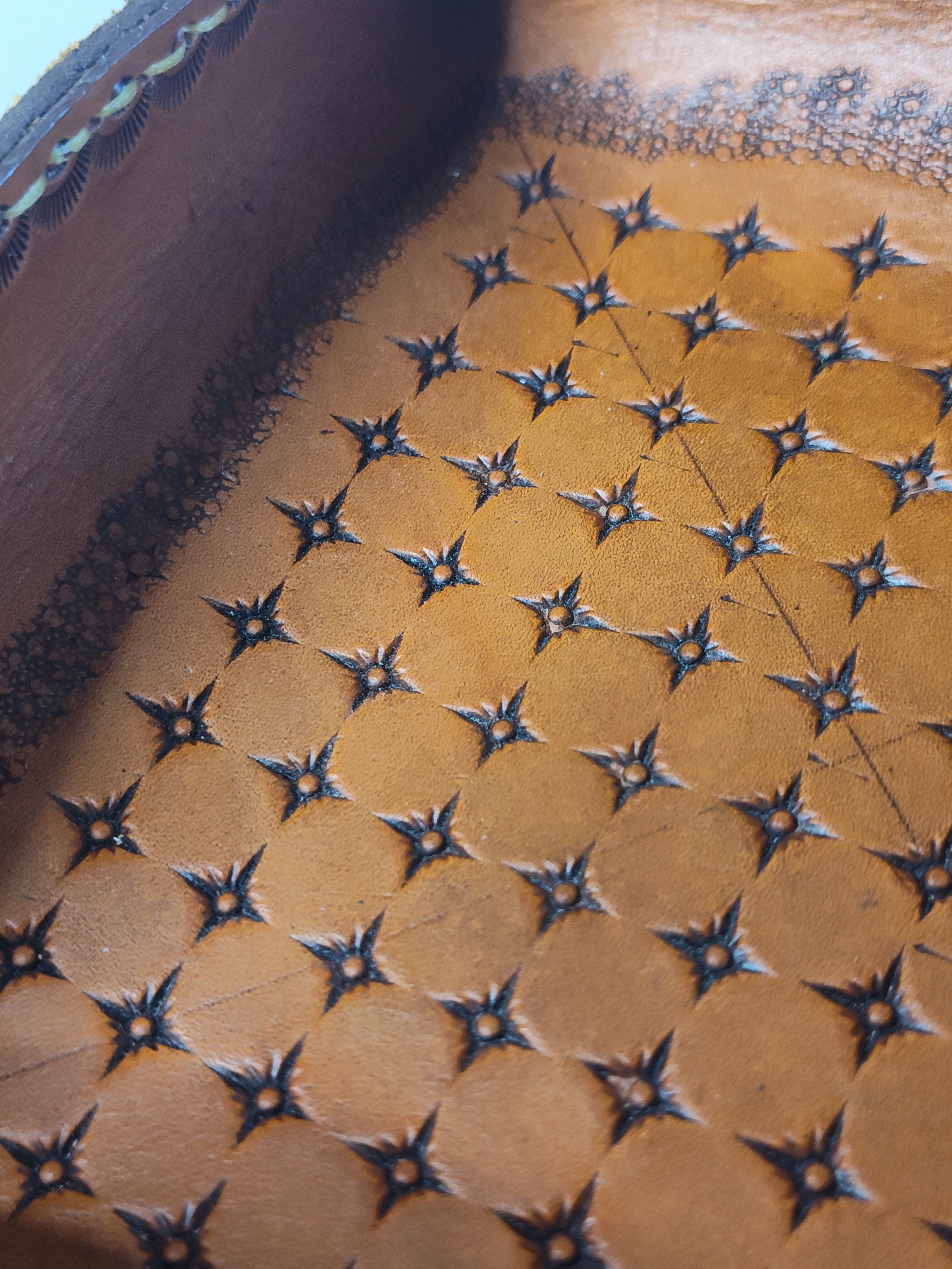 Yellow hand tooled Valet Tray
